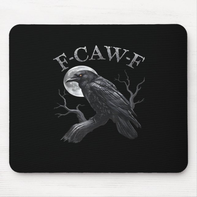 Crow F-Caw-F Funny Bird Moon Retro Classic Mouse Mat (Front)