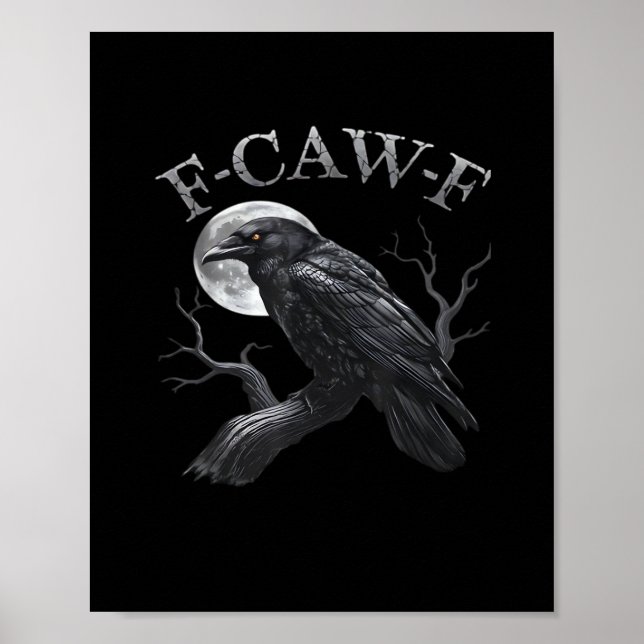 Crow F-Caw-F Funny Bird Moon Retro Classic Poster (Front)