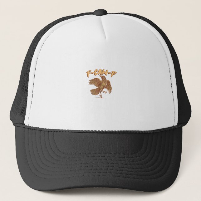 Crow F-Caw-F Funny Bird Raven Meme Trucker Hat (Front)