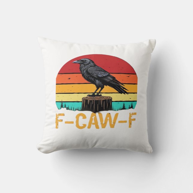 Crow, F-Caw-F Funny Bird Retro Classic Cushion (Front)