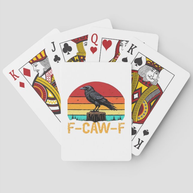 Crow, F-Caw-F Funny Bird Retro Classic Playing Cards (Back)