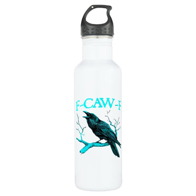 Crow F-Caw-F Funny Bird Retro Design Creative Styl 710 Ml Water Bottle (Front)