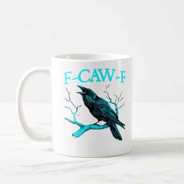 Crow F-Caw-F Funny Bird Retro Design Creative Styl Coffee Mug (Left)