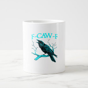 Crow F-Caw-F Funny Bird Retro Design Creative Styl Large Coffee Mug