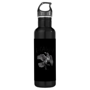 Crow, F-Caw-F Funny Bird Retro Graphic 710 Ml Water Bottle