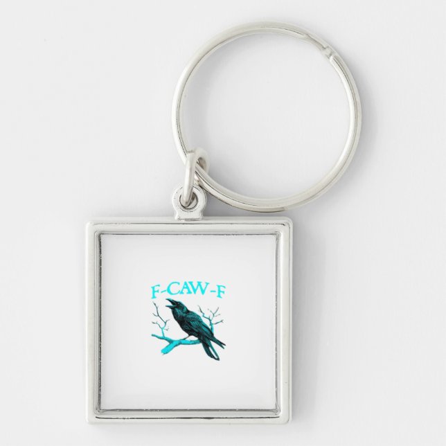Crow F-Caw-F Funny Bird Retro Key Ring (Front)