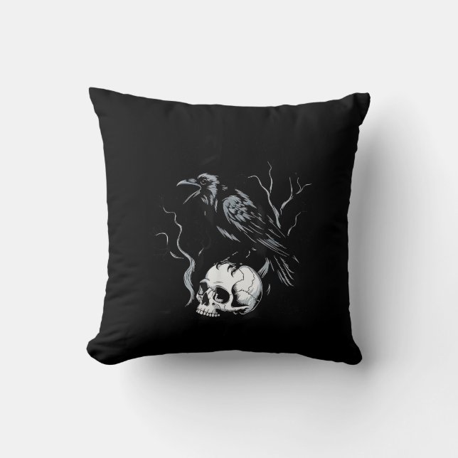 Crow F-Caw-F Funny Bird Saying Humour Meme Desin Cushion (Front)