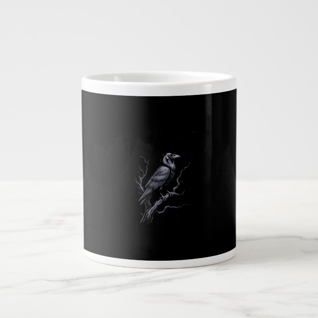 Crow F-Caw-F Funny Bird Saying Humour Meme Large Coffee Mug (Front)