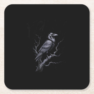 Crow F-Caw-F Funny Bird Saying Humour Meme Square Paper Coaster