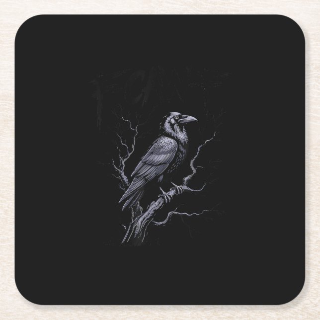 Crow F-Caw-F Funny Bird Saying Humour Meme Square Paper Coaster (Front)