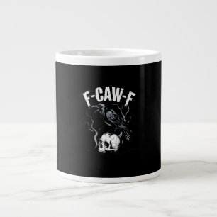Crow F-Caw-F Funny Bird Skull Adult Humor Vintage  Large Coffee Mug