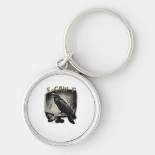 Crow, F-Caw-F Funny Bird Vintage Style Key Ring