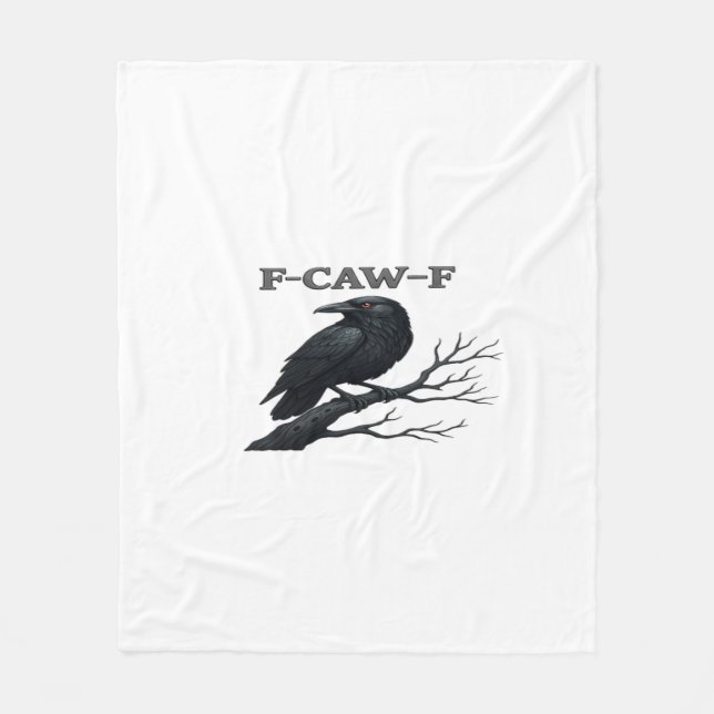 Crow F-Caw-F Funny Gothic Moon Bird Novelty Adult  Fleece Blanket (Front)