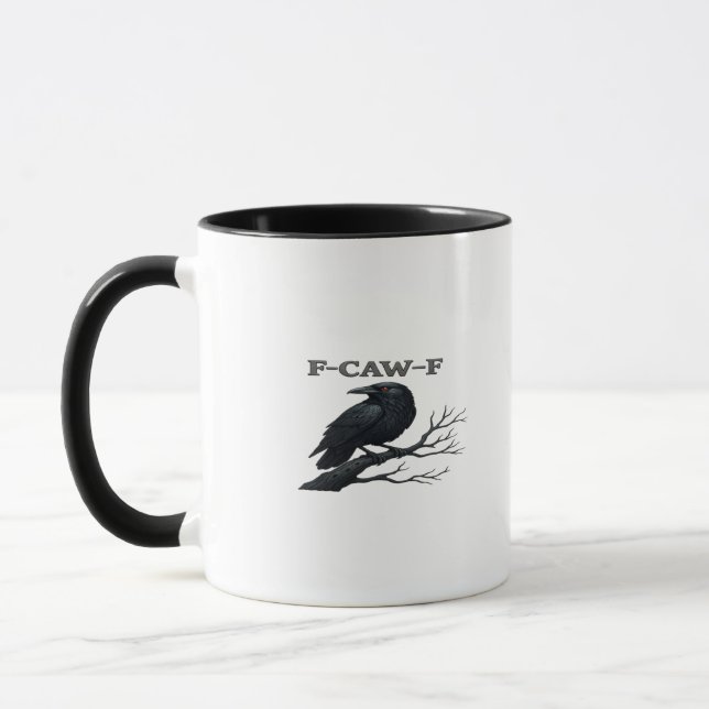 Crow F-Caw-F Funny Gothic Moon Bird Novelty Adult  Mug (Left)