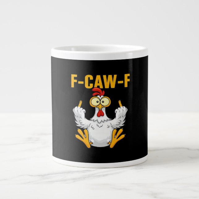 Crow F-Caw-F Funny Humour Gothic Large Coffee Mug (Front)
