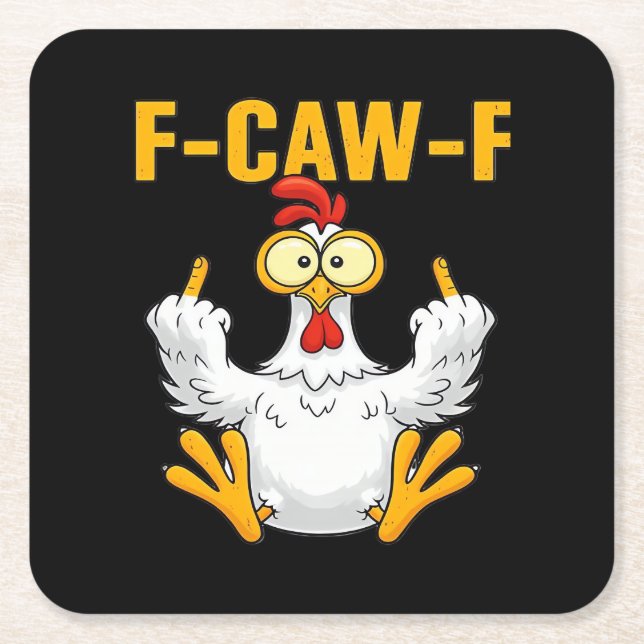 Crow F-Caw-F Funny Humour Gothic Square Paper Coaster (Front)
