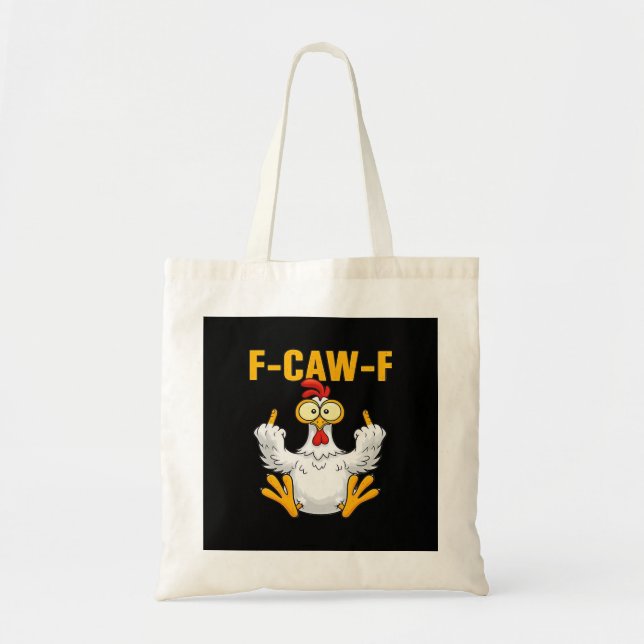Crow F-Caw-F Funny Humour Gothic Tote Bag (Front)