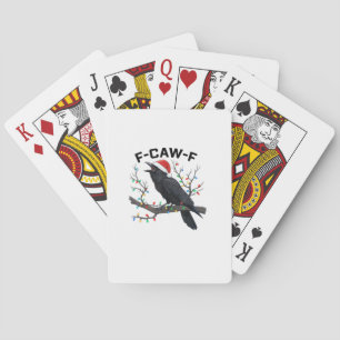 Crow F-Caw-F Funny Retro Christmas Lights Santa Ha Playing Cards
