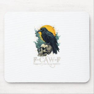 Crow F-Caw-F Funny Skull Moon Design Mouse Mat