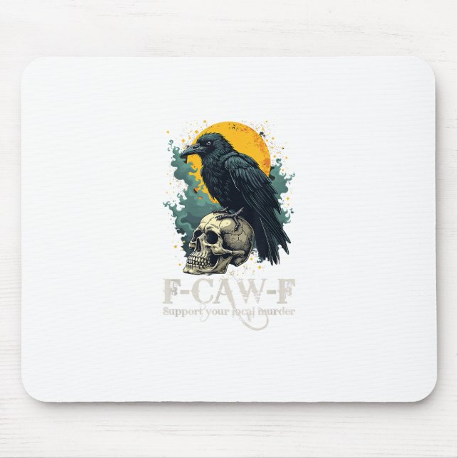 Crow F-Caw-F Funny Skull Moon Design Mouse Mat (Front)