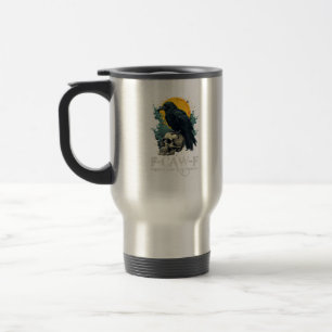Crow F-Caw-F Funny Skull Moon Design Travel Mug
