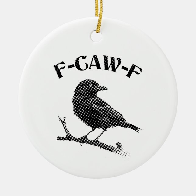 Crow F-CAW-F Halloween Ceramic Tree Decoration (Front)