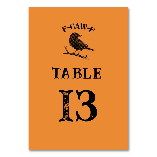 Crow F-CAW-F Halloween Custom Table Number (Front)