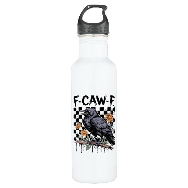 Crow Flowral, F-Caw-F Funny Bird FCAWF Moon Gothic 710 Ml Water Bottle (Front)