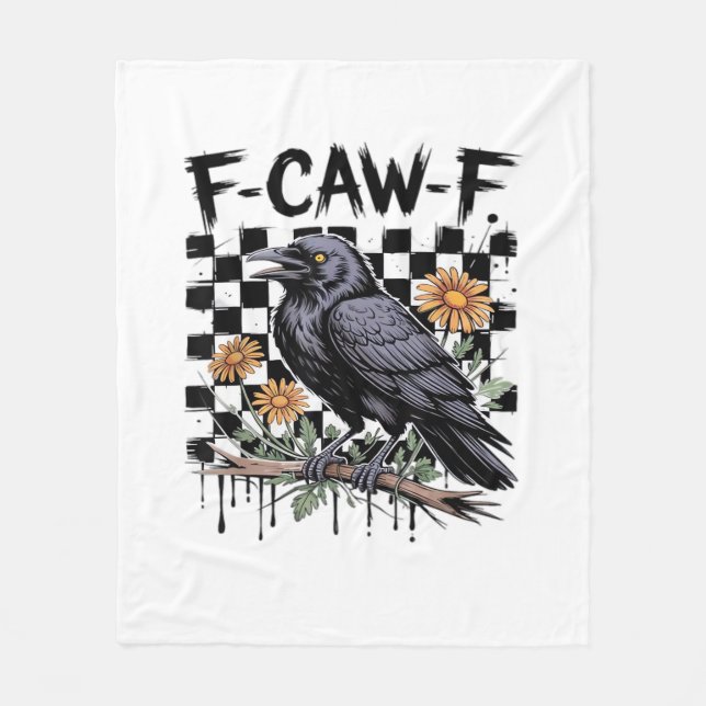 Crow Flowral, F-Caw-F Funny Bird FCAWF Moon Gothic Fleece Blanket (Front)