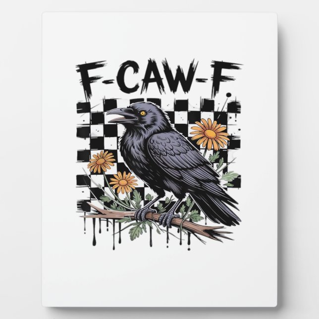 Crow Flowral, F-Caw-F Funny Bird FCAWF Moon Gothic Plaque (Front)