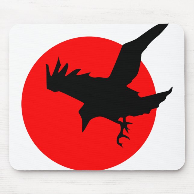 Crow Flying Silhouette Raven Flight Wing Sun Mouse Mat (Front)