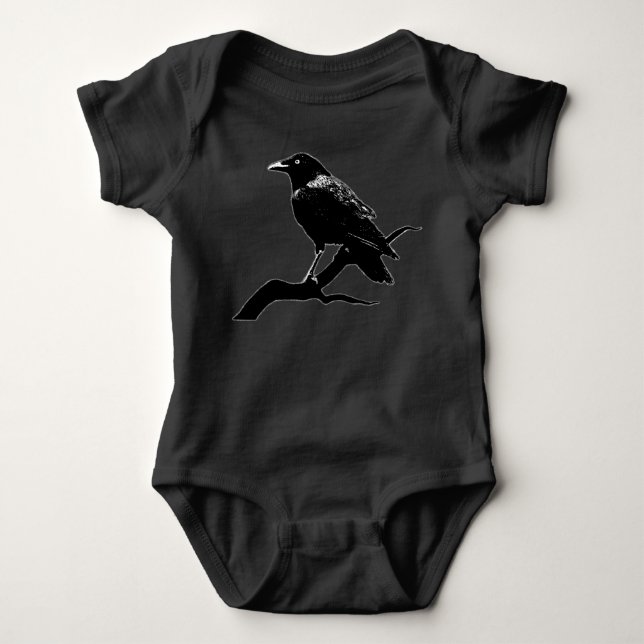 Crow (for dark backgrounds) baby bodysuit (Front)