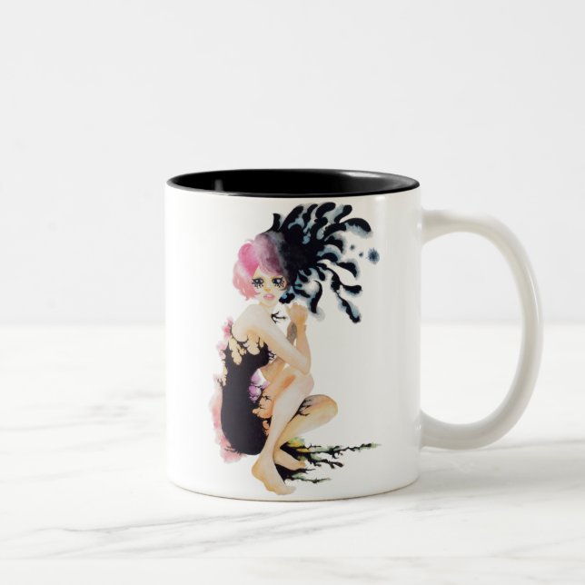 Crow girl-Mug Two-Tone Coffee Mug (Right)