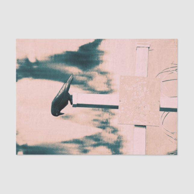 Crow Gothic Beige Green Art Decoupage Tissue Paper (Front)