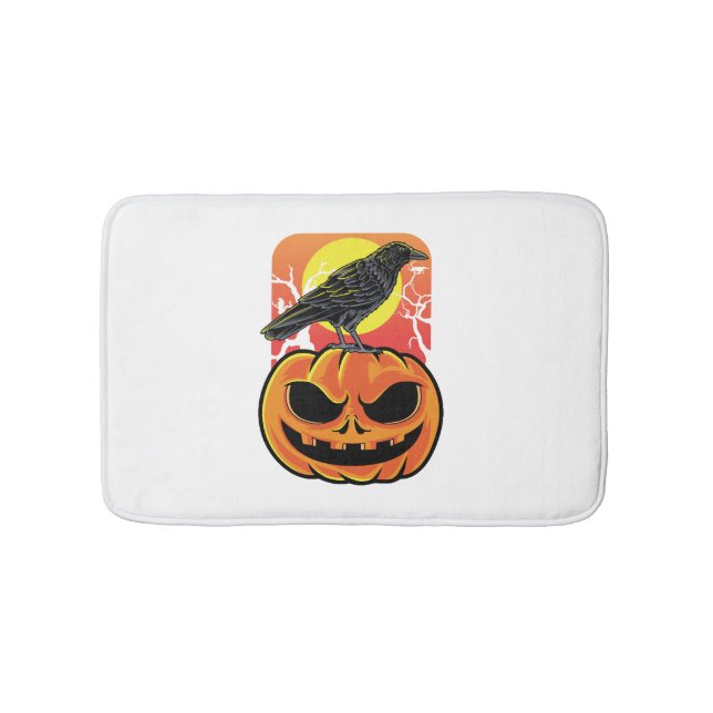 Crow Halloween Bird Watcher Gift Bath Mat (Front)