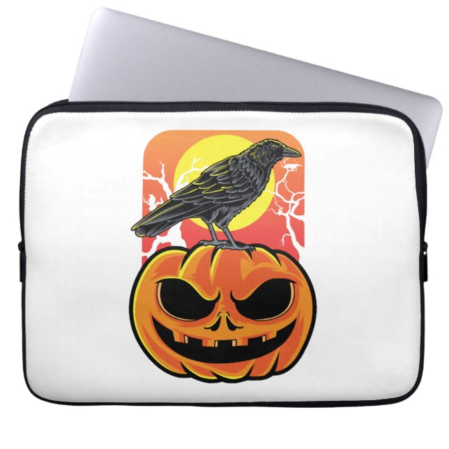 Crow Halloween Bird Watcher Gift Laptop Sleeve (Front)