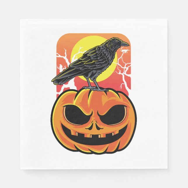 Crow Halloween Bird Watcher Gift Napkin (Front)