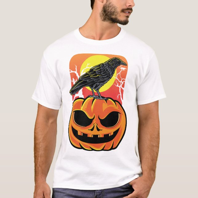 Crow Halloween Bird Watcher Gift T-Shirt (Front)