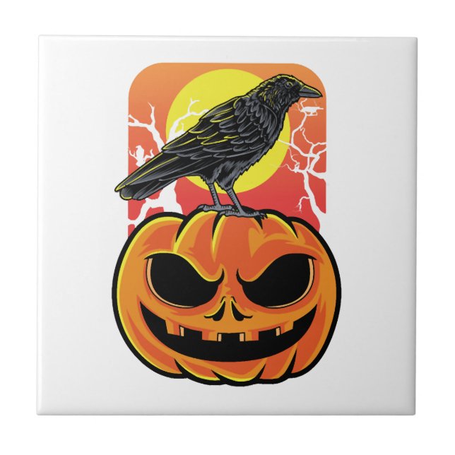 Crow Halloween Bird Watcher Gift Tile (Front)