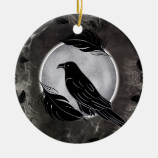 Crow Halloween Ceramic Tree Decoration