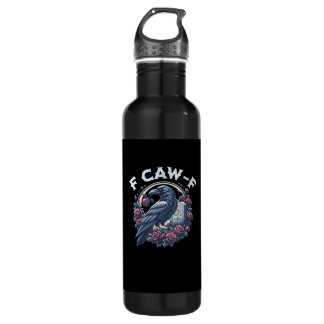 Crow Humorous F-Caw-F Graphic For Men Women Retro 710 Ml Water Bottle