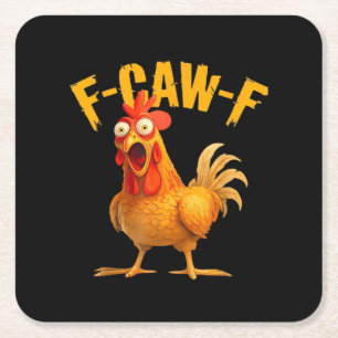 Crow Humour F-Caw-F Gothic Funny Retro Cool Square Paper Coaster