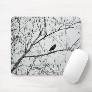 Crow in a Birch Tree Mouse Mat