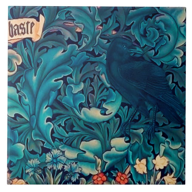 Crow in The Forest, William Morris Ceramic Tile (Front)