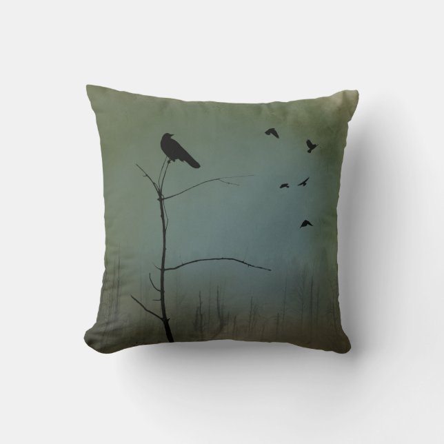 Crow In Tree  Cushion (Front)