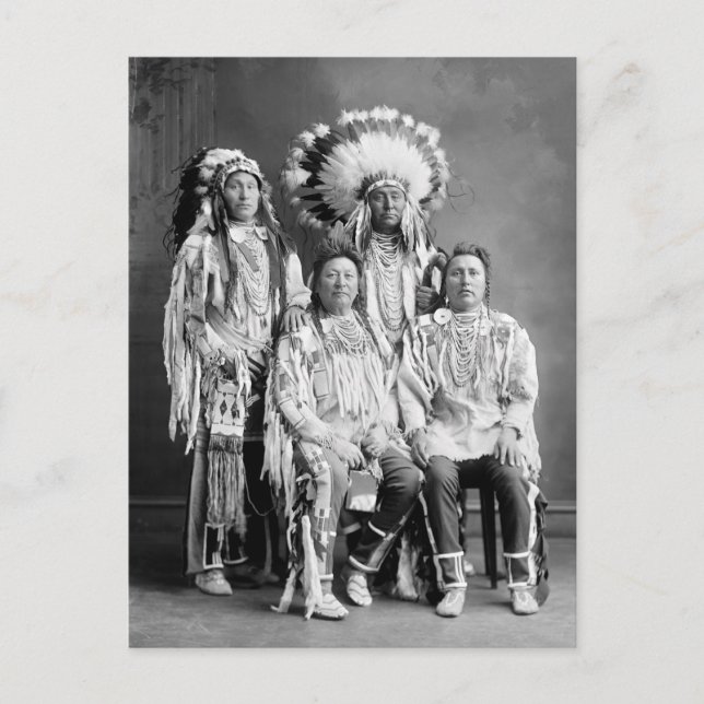 Crow Indian Group Portrait, early 1900s Postcard (Front)