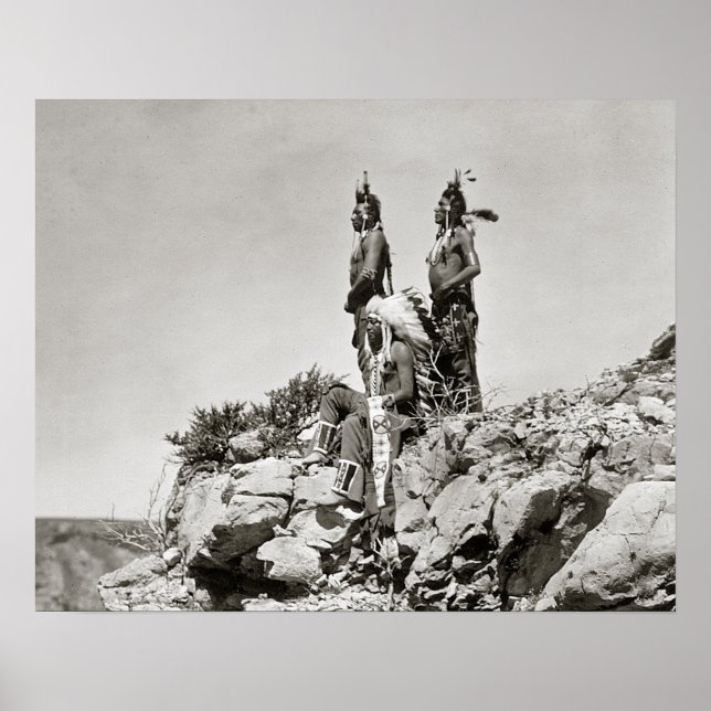 Crow Indians On Cliff, 1905. Vintage Photo Poster (Front)