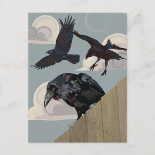 Crow invasion postcard