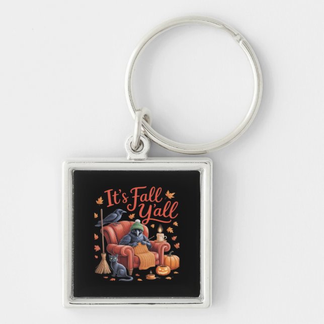 Crow It’s Fall Y’all Pumpkins Fall Autumn Hallowee Key Ring (Front)