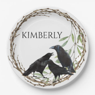 Crow Love Birds  Paper Plate
